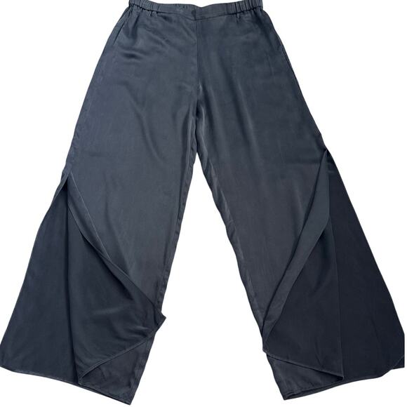 Lunya Split Leg High Rise Washable Silk Pants Immersed Black Size Large - Picture 7 of 12